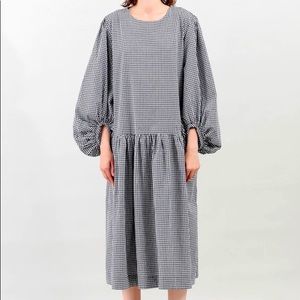 Toit Volant cotton gingham dress with full volume sleeve XS